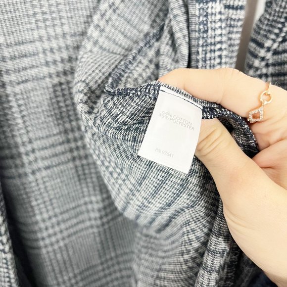 J. Jill Wearever Collection Navy Blue & Gray Plaid Terry Cloth Open Jacket LARGE - Picture 4 of 4